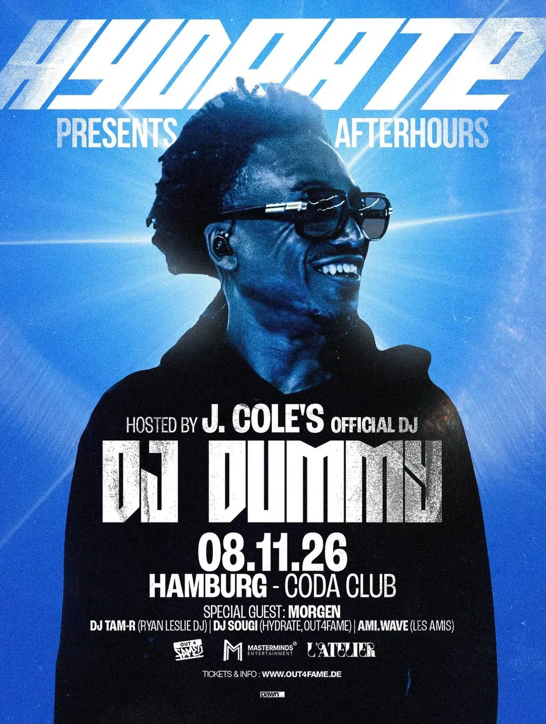 HYDRATE pres. AFTERHOURS w/ DJ DUMMY – Poster, So., 08. November 2026